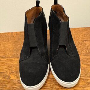 Paolo Black Suede wedge zip booties Size 7